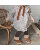 Robe en Gaze de Coton Fleurie Fall écru/imprimé