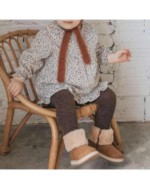 Robe en Gaze de Coton Fleurie Fall écru/imprimé