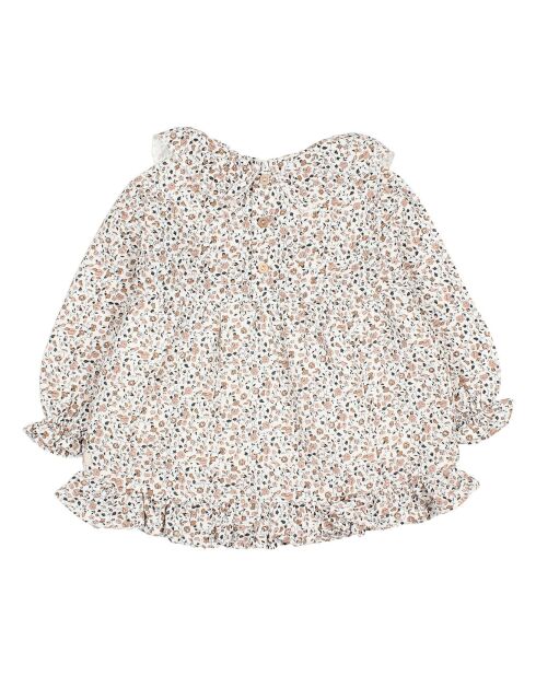 Robe en Gaze de Coton Fleurie Fall écru/imprimé