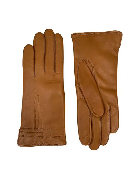 Gants en Cuir d'Agneau doublés Laine Ava camel