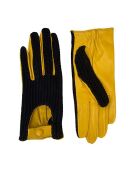 Gants en Cuir d'Agneau Cannes noir/jaune