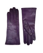 Dunkelviolette Handschuhe aus Lammleder mit Wolkenmotiv