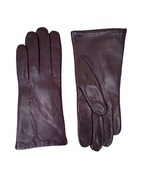 Gants en Cuir d'Agneau Knots violet foncé