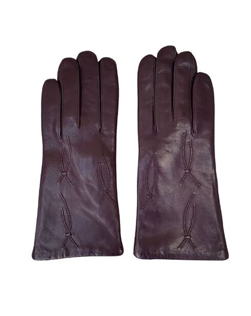 Gants en Cuir d'Agneau Knots violet foncé