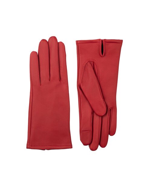 Gants en Cuir d'Agneau doublés Polaire Valois  rouges