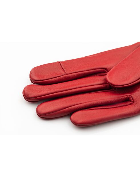 Gants en Cuir d'Agneau doublés Polaire Valois  rouges