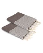2 Ericeira Foutas aus Baumwolle helltaupe - 100x200 cm