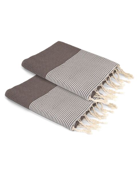 2 Ericeira Foutas aus Baumwolle helltaupe - 100x200 cm