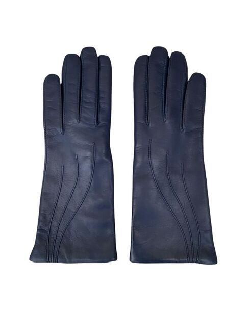 Gants en Cuir d'Agneau Waves bleu jean