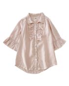 Kleid aus 100% Leinen mit Rüschen Altrosa