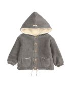 Manteau en Velours Côtelé Fourré gris