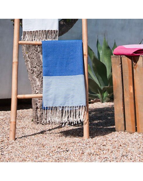 2 griechische blaue Ericeira-Baumwollfoutas - 100x200 cm