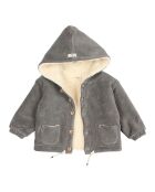 Manteau en Velours Côtelé Fourré gris