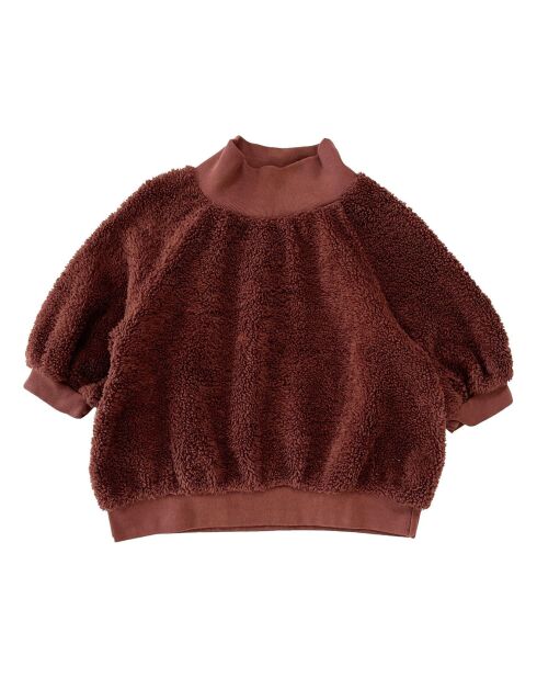Braunes Sweatshirt aus Bio-Baumwolle mit Trichterausschnitt