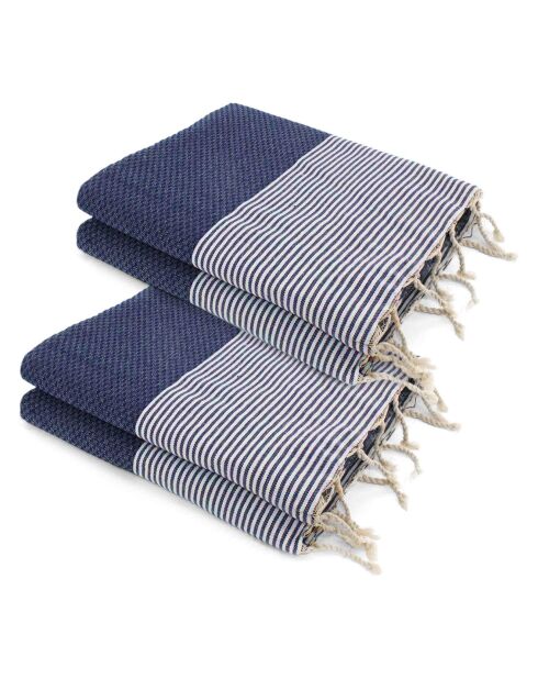2 Foutas XXL en Coton Ericeira bleu jean - 200x200 cm