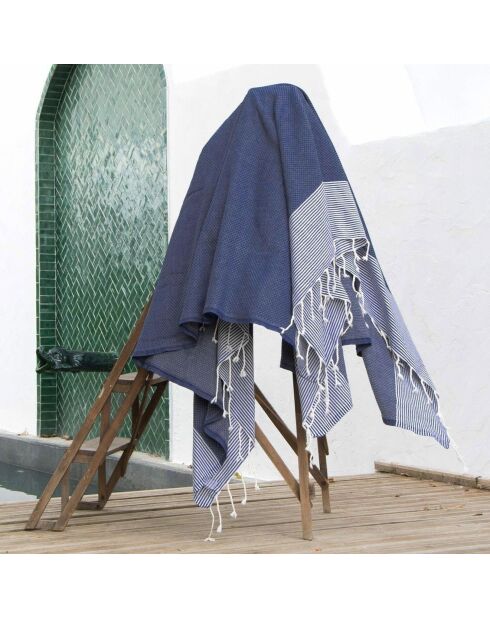 2 Foutas XXL en Coton Ericeira bleu jean - 200x200 cm