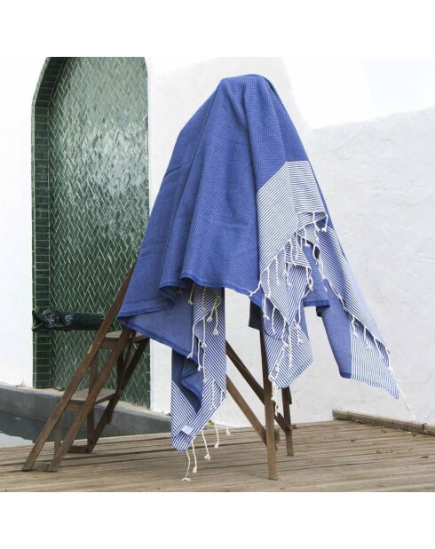 Ericeira Foutas aus griechischer Baumwolle, 200 x 200 cm, Blau, 2 Stück