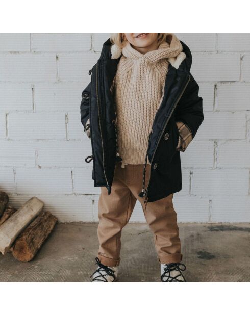 Parka à Capuche Fourrée noire