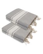 2 XXL Foutas aus Baumwolle Malibu Perlgrau - 200x200 cm