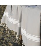 2 XXL Foutas aus Baumwolle Malibu Perlgrau - 200x200 cm