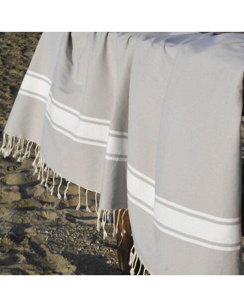 2 XXL Foutas aus Baumwolle Malibu Perlgrau - 200x200 cm