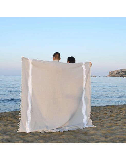 2 XXL Foutas aus Baumwolle Malibu Perlgrau - 200x200 cm