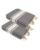 2 Foutas XXL en Coton Malibu gris moyen - 200x200 cm