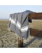 2 Foutas XXL en Coton Malibu gris moyen - 200x200 cm
