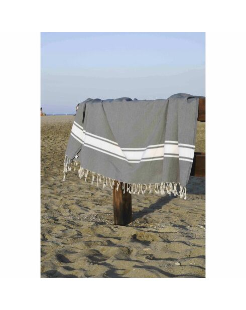 2 mittelgraue Malibu XXL-Baumwoll-Foutas, 200 x 200 cm