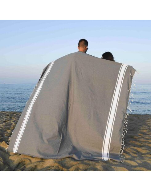 2 mittelgraue Malibu XXL-Baumwoll-Foutas, 200 x 200 cm