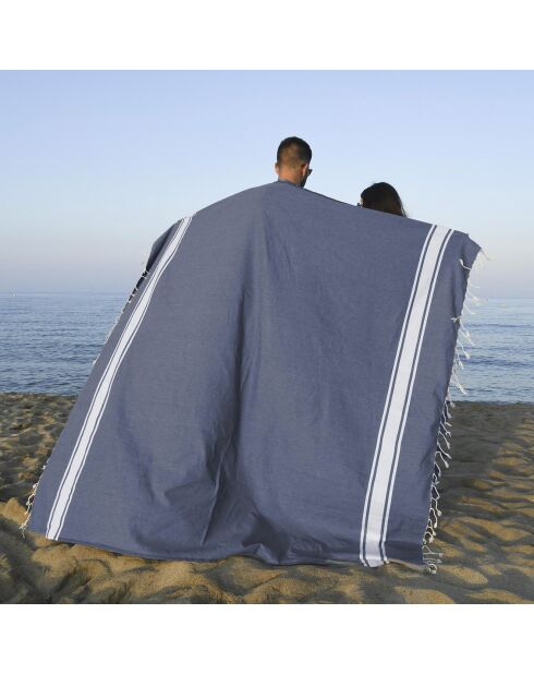 2 Foutas aus Baumwolle in Maxi-Größe XXL, 200 x 200 cm, blau