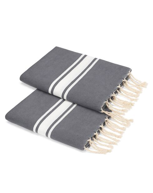 2 Foutas en Coton Malibu gris moyen - 100x200 cm