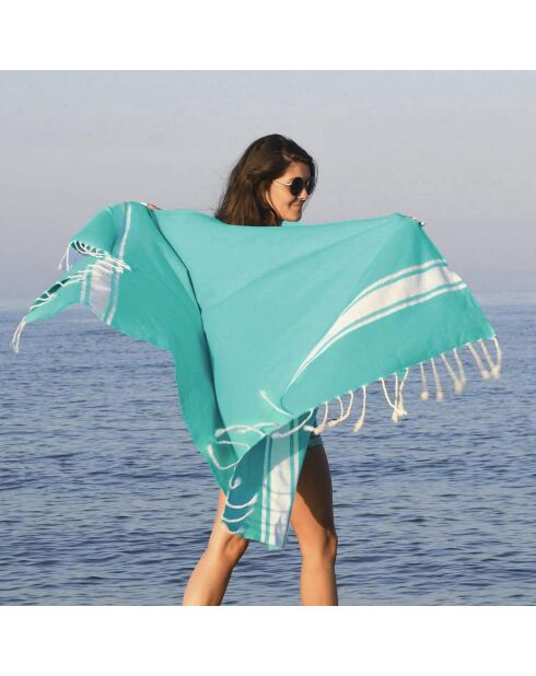 2 Foutas aus Baumwolle Malibu türkisgrün - 100x200 cm