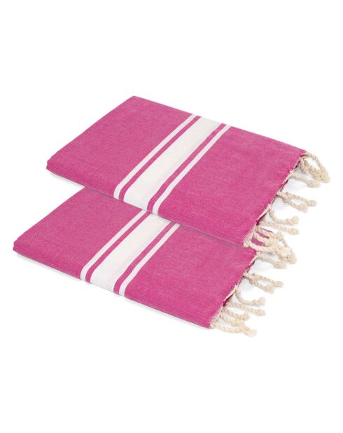 2 Foutas Malibu in cotone rosa fucsia - 100x200 cm