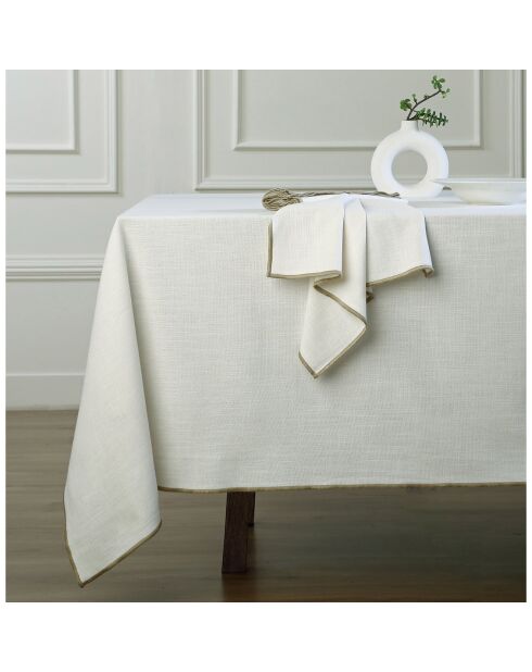 Nappe en Toile de coton Jules blanc/sable - 140x140 cm