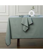 Mantel de tela Jules de algodón celadón/negro - 140x140 cm