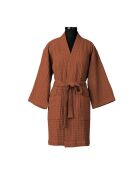 Kimono-Bademantel Daria aus geprägter Baumwolle toskanisches Rot - 95x64 cm
