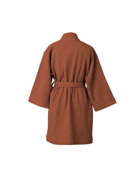 Kimono-Bademantel Daria aus geprägter Baumwolle toskanisches Rot - 95x64 cm