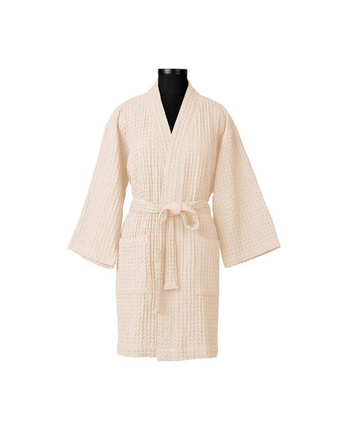 Peignoir kimono en Coton gaufré Daria rose - 95x64 cm