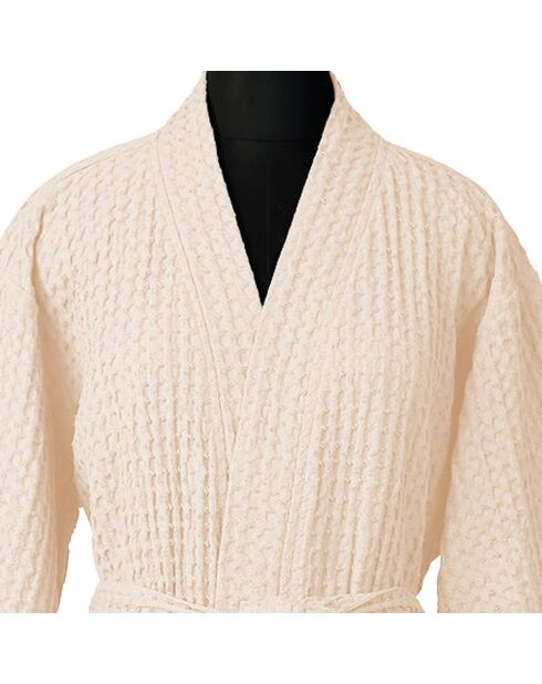 Peignoir kimono en Coton gaufré Daria rose - 95x64 cm