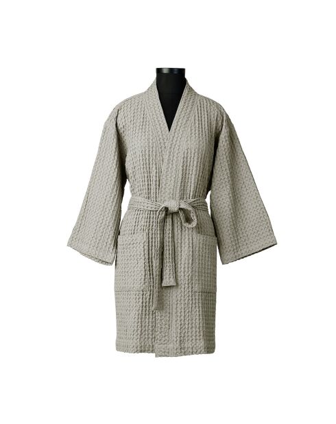 Peignoir kimono en Coton gaufré Daria grège - 95x64 cm