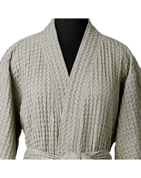 Peignoir kimono en Coton gaufré Daria grège - 95x64 cm