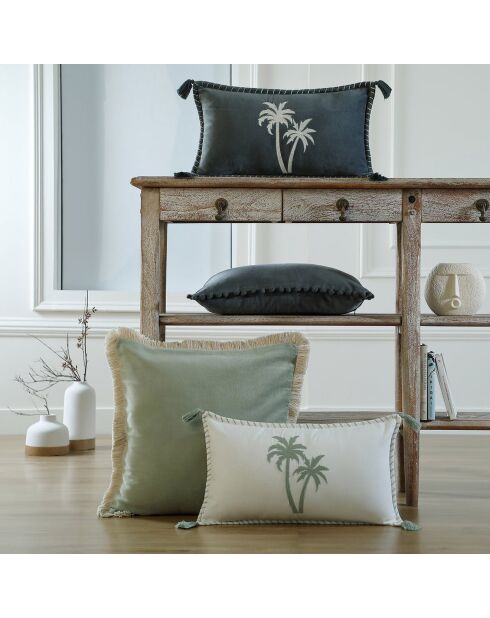 Coussin en Toile de Coton Oasis bleu glacier - 50x30 cm