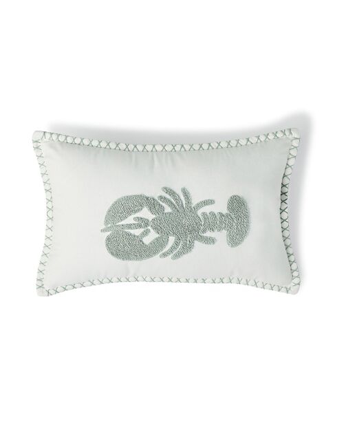 Ijsblauw katoenen canvaskussen met kreeft - 50x30 cm