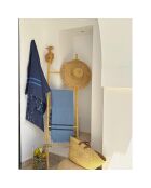 Azur/blauwe tweekleurige fouta van amalfikatoen - 100x200 cm