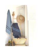 Azur/blauwe tweekleurige fouta van amalfikatoen - 100x200 cm