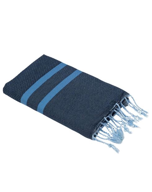 Zweifarbige Fouta Jeans aus Amalfi-Baumwolle blau/blau - 100x200 cm