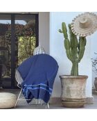 Zweifarbige Fouta Jeans aus Amalfi-Baumwolle blau/blau - 100x200 cm