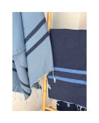 Zweifarbige Fouta Jeans aus Amalfi-Baumwolle blau/blau - 100x200 cm