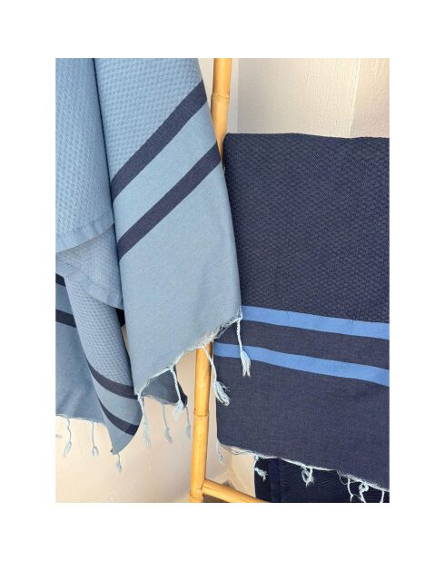 Zweifarbige Fouta Jeans aus Amalfi-Baumwolle blau/blau - 100x200 cm
